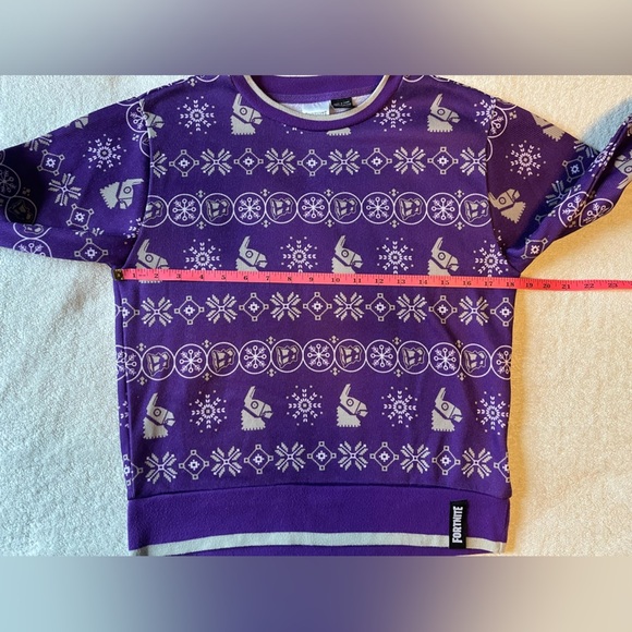Fortnite Ugly Christmas Holiday Sweater, Youth Sz 8. Purple Gray - Picture 7 of 8